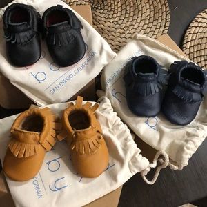 3 Pairs  Bird Rock Baby Genuine Leather Moccasins